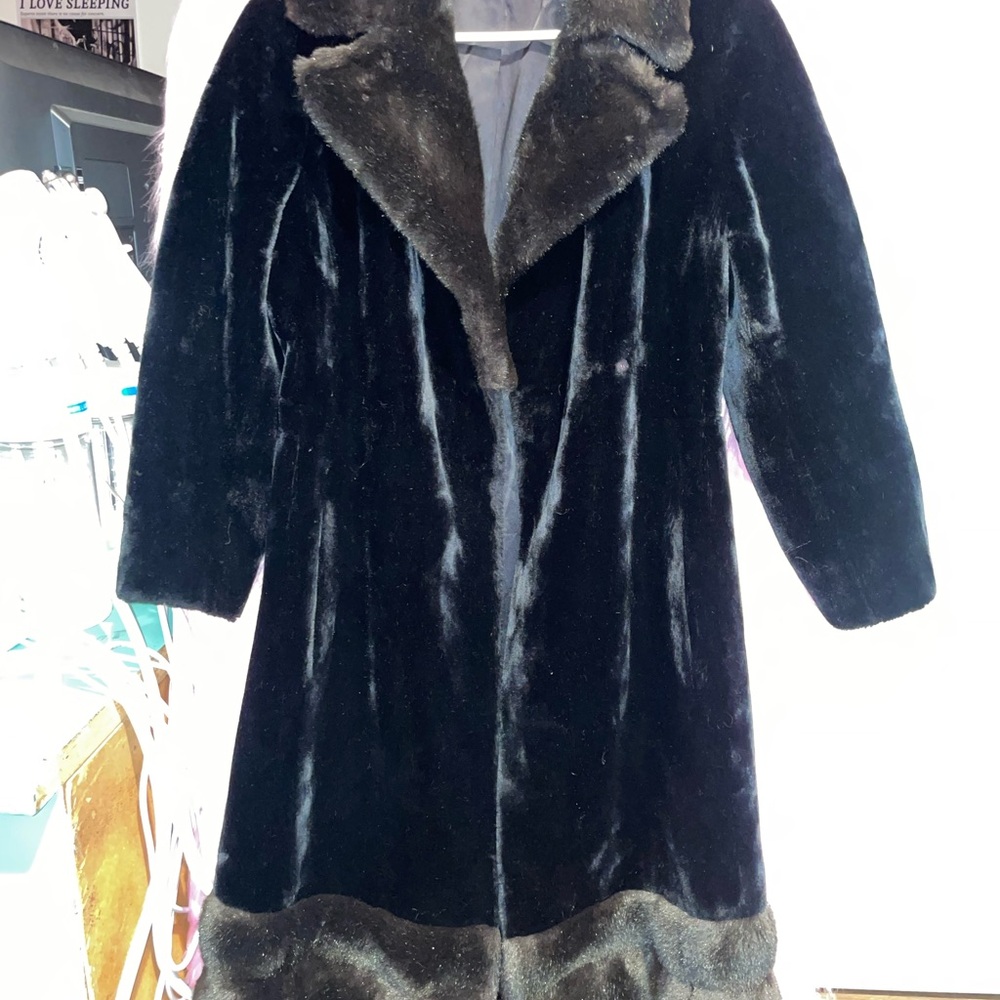 Classic Black Faux Fur Long Coat for Women